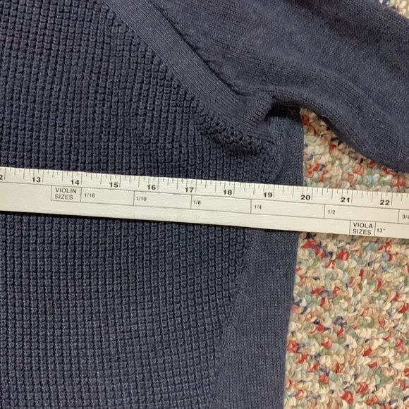 Athleta Uplands Navy Blue Cotton Blend Knit Side Zip Crewneck Sweater Size M - Picture 13 of 14
